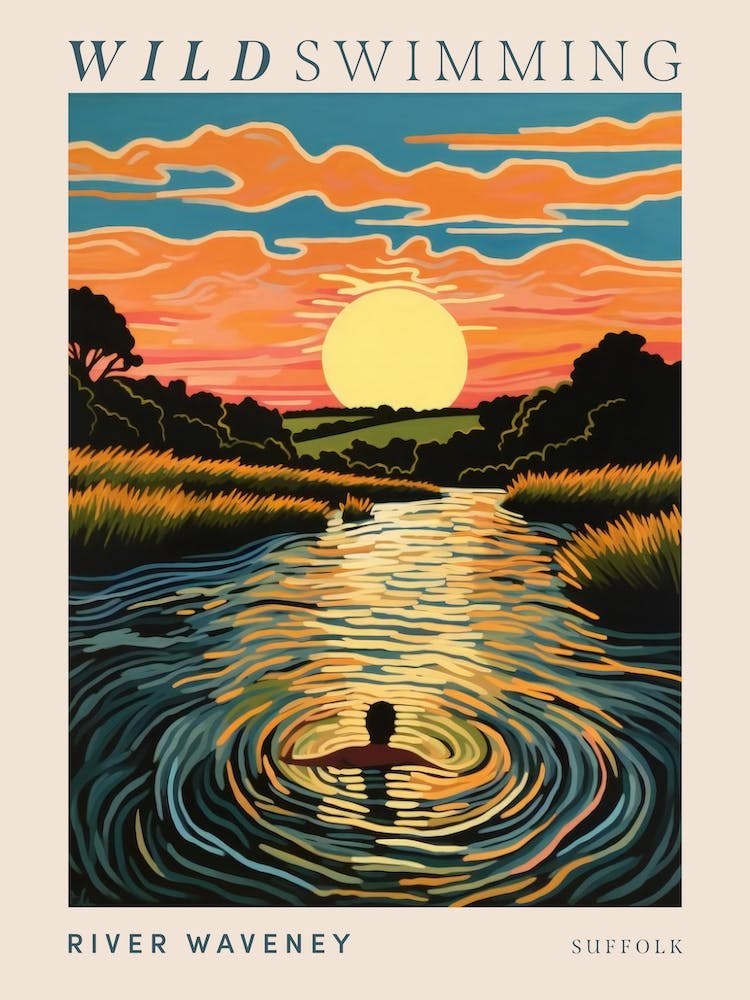 Wild Swimming At River Waveney Suffolk 2 Poster