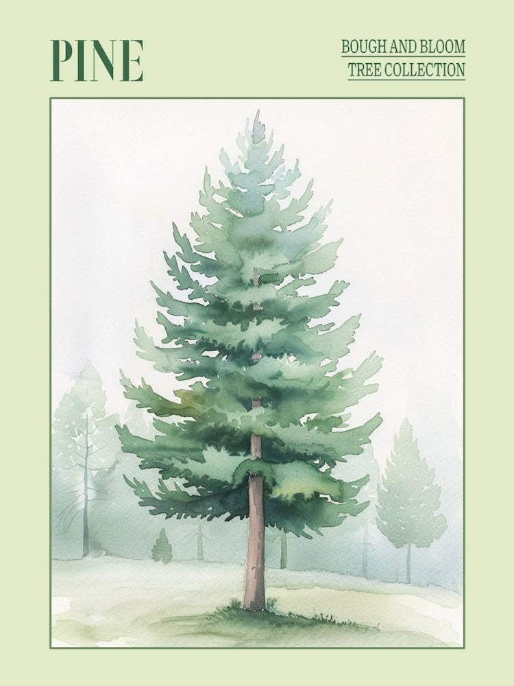 Pine Tree Atmospheric Watercolour Painting 3 Poster