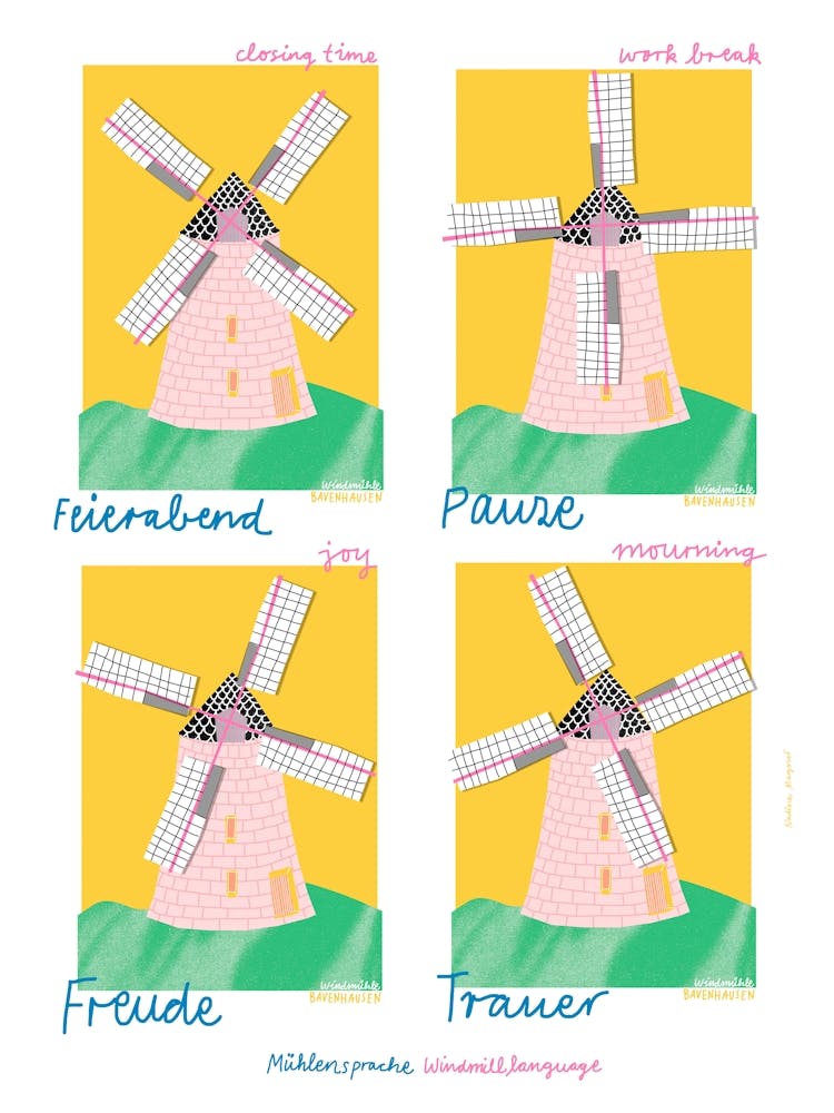 Windmill Sprache Print