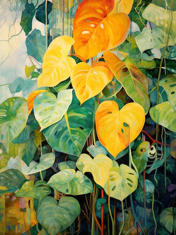 Tropical Plant Painting Golden Pothos