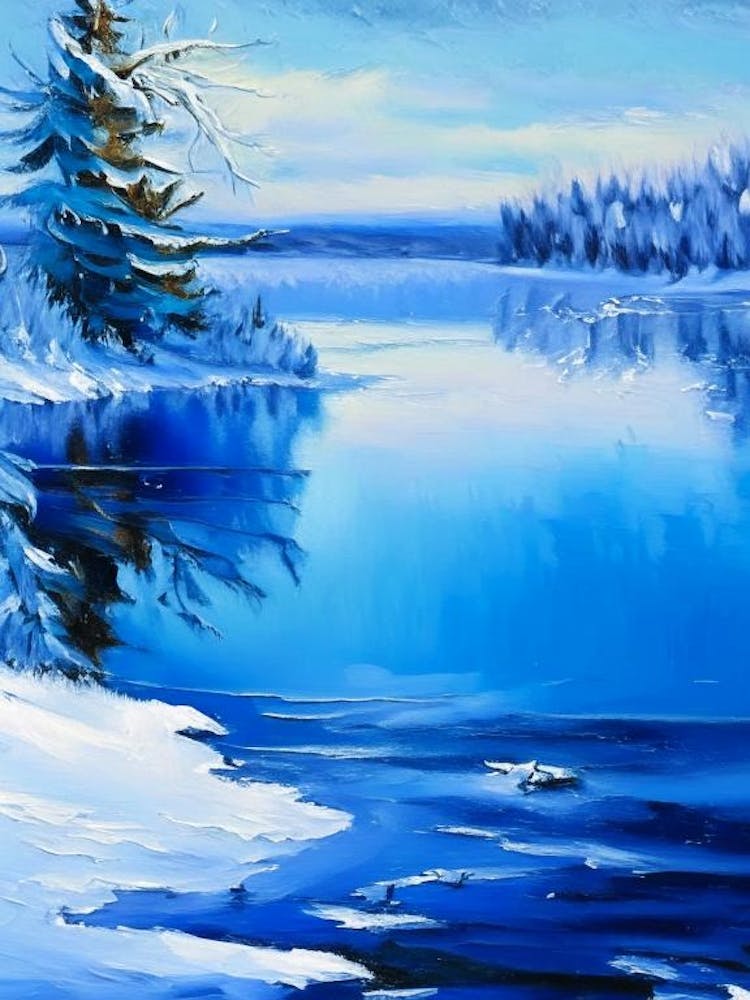 Frozen Lake Waterscape Impressionism 1