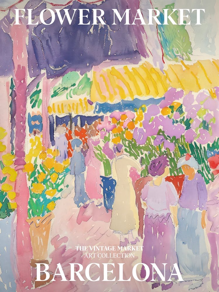 Vintage Flower Market Painting Barcelona 2