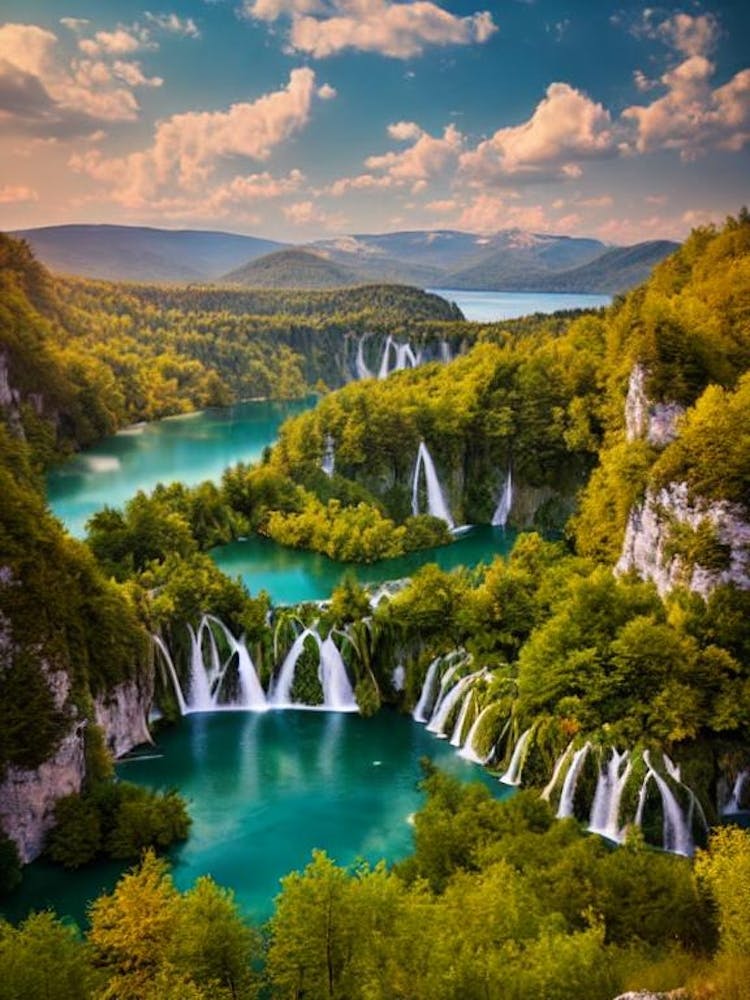 Plitvice Lakes National Park Croatia Vintage Poster