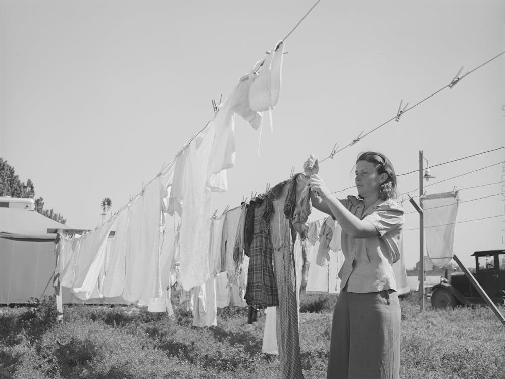 Hanging Out The Wash At The Fsa (Farm Security Administration) Migratory Labor Camp Mobile Unit