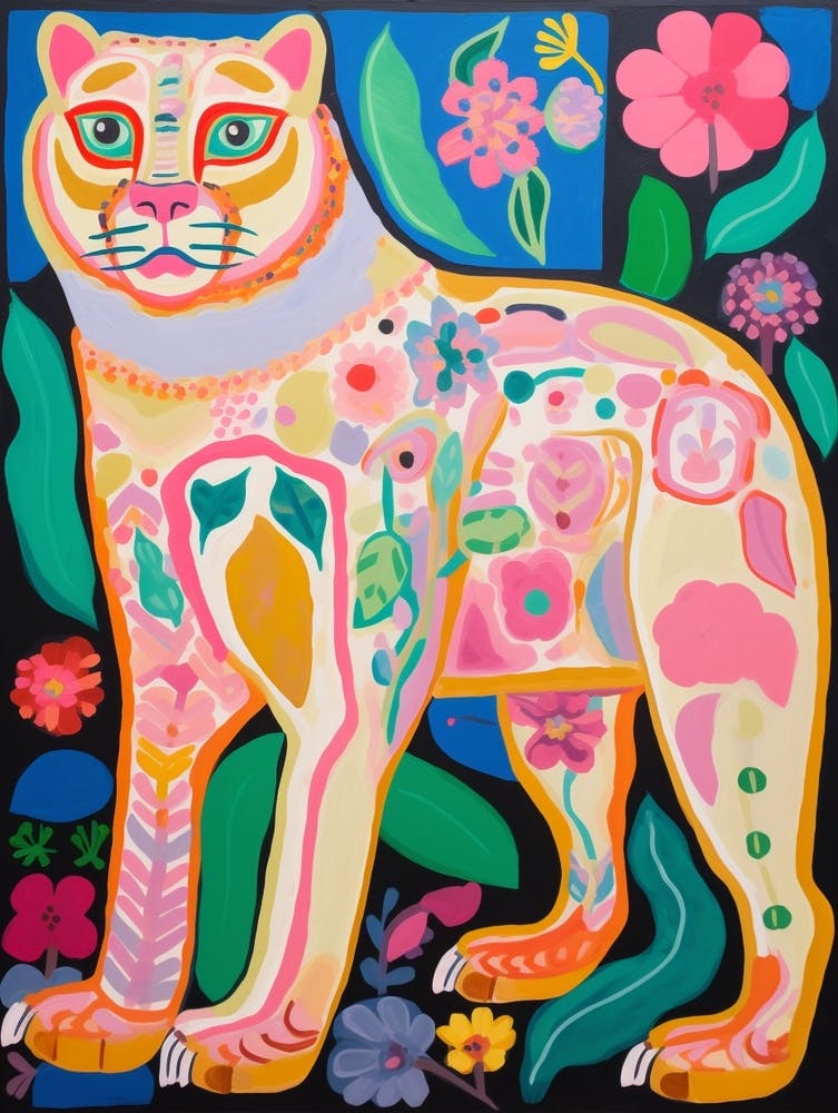 Maximalist Animal Painting Cougar 1