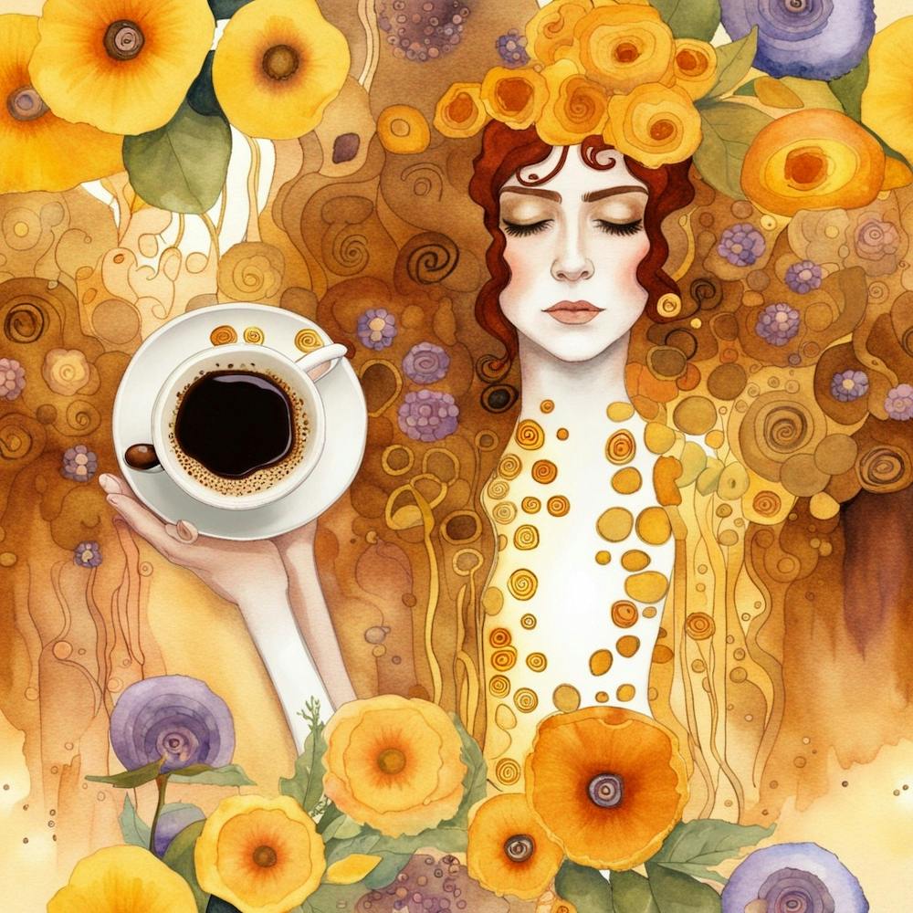 Gustav Klimt Coffee And Girl