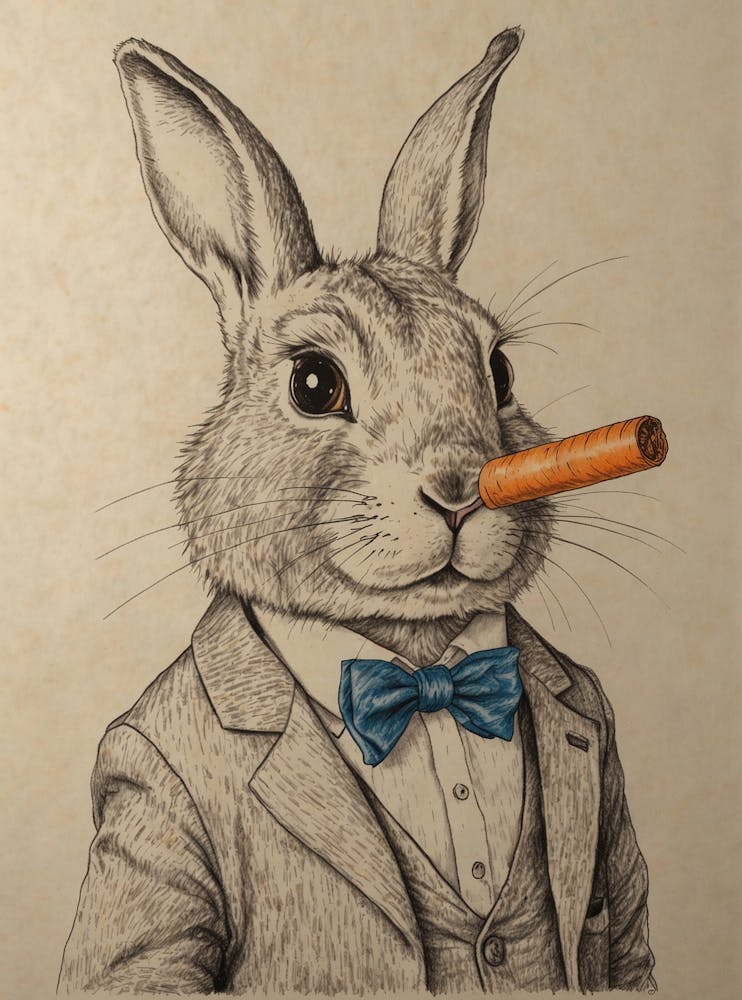 Rabbit Smoking Cigar