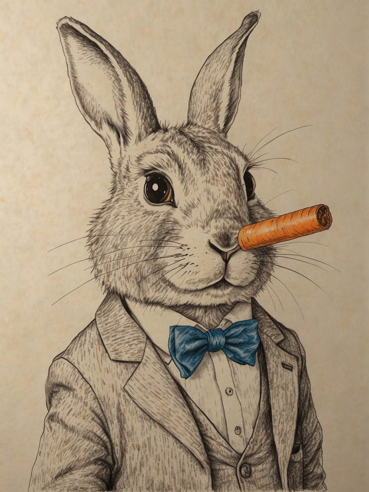 Rabbit Smoking Cigar
