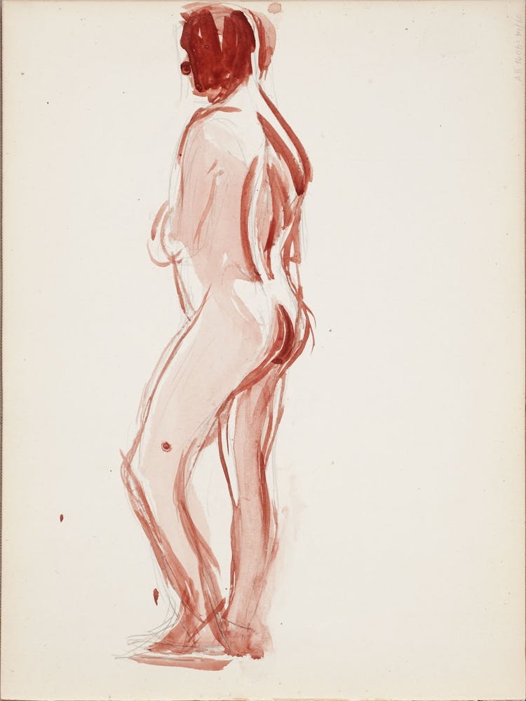 Seisova Alaston Mies Takaviistosta, Luonnos, 1908 1909part Of A Sketchbook By Magnus Enckell1