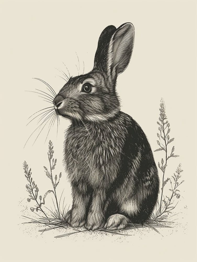 Beveren Blockprint Rabbit Illustration 5