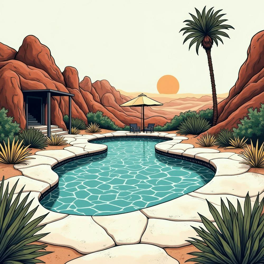 Pool Scene In The Desert