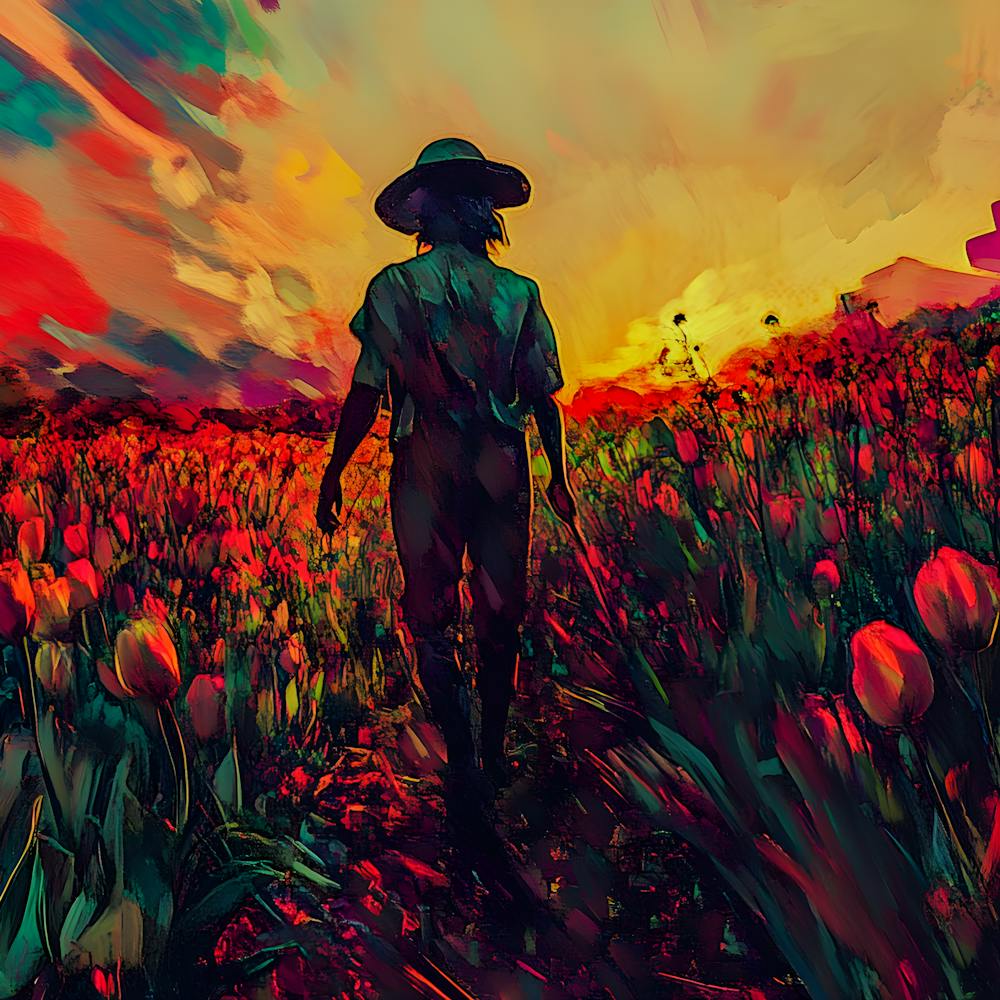 Serene Sunset Journey - Modern Landscape Canvas