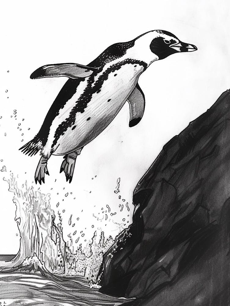 King Penguin Diving Into The Water 2