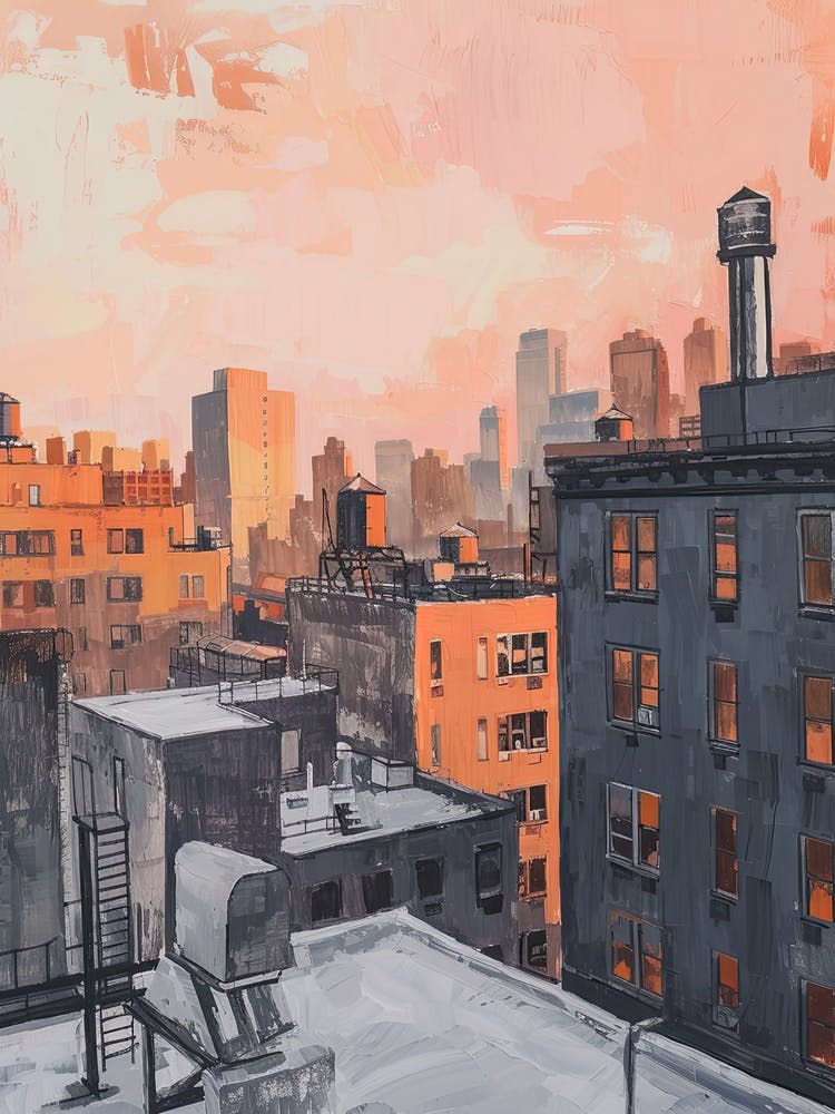 New York Rooftops Morning Skyline 1