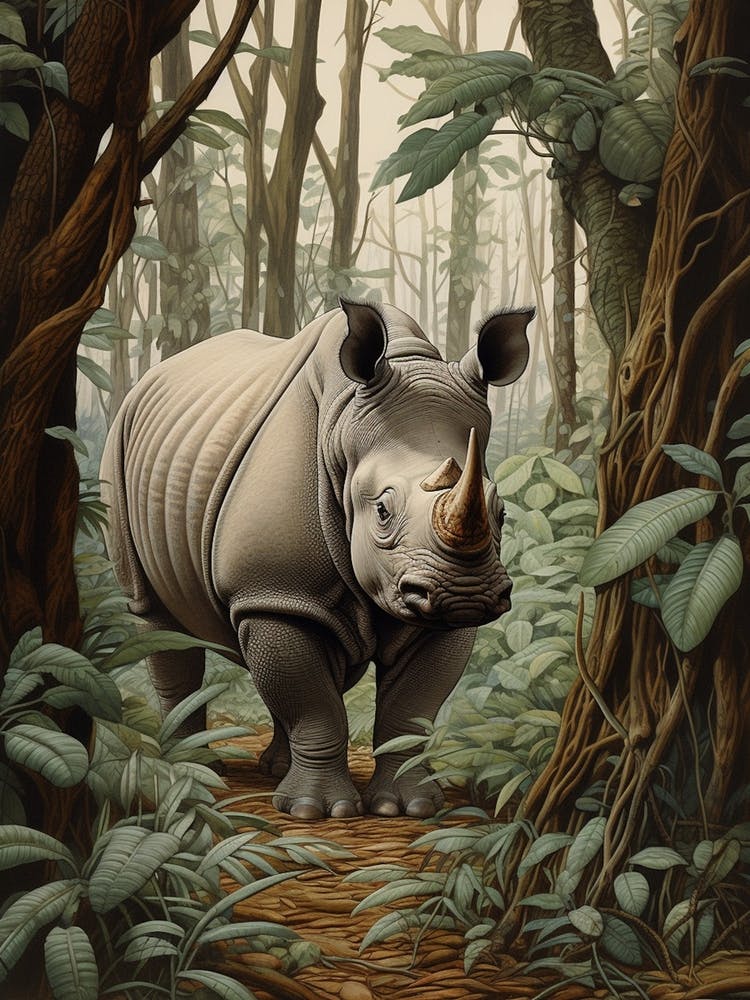 Rhino Deep In The Nature 1