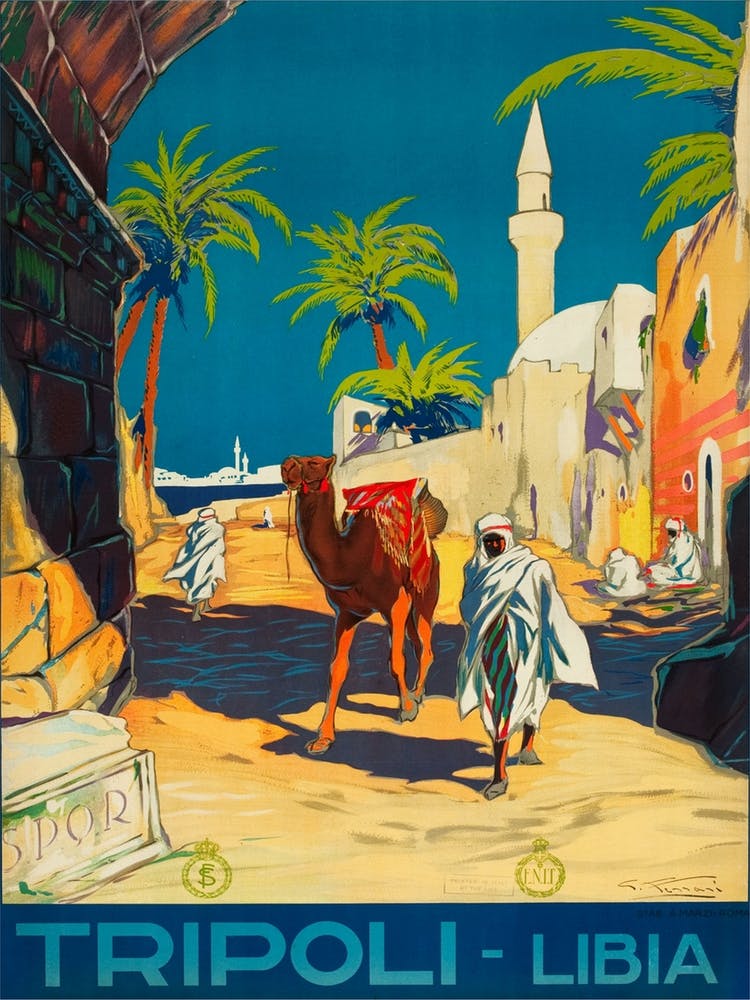Tripoli, Libia, Vintage Travel Poster