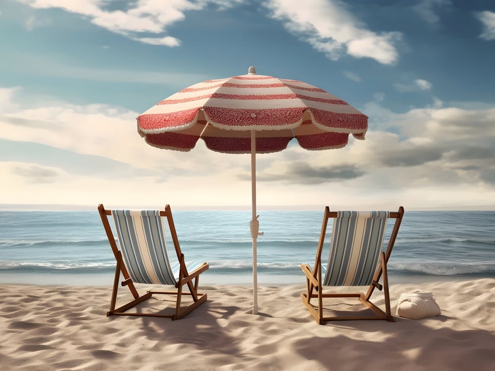 Beach Chairs And Umbrella 1