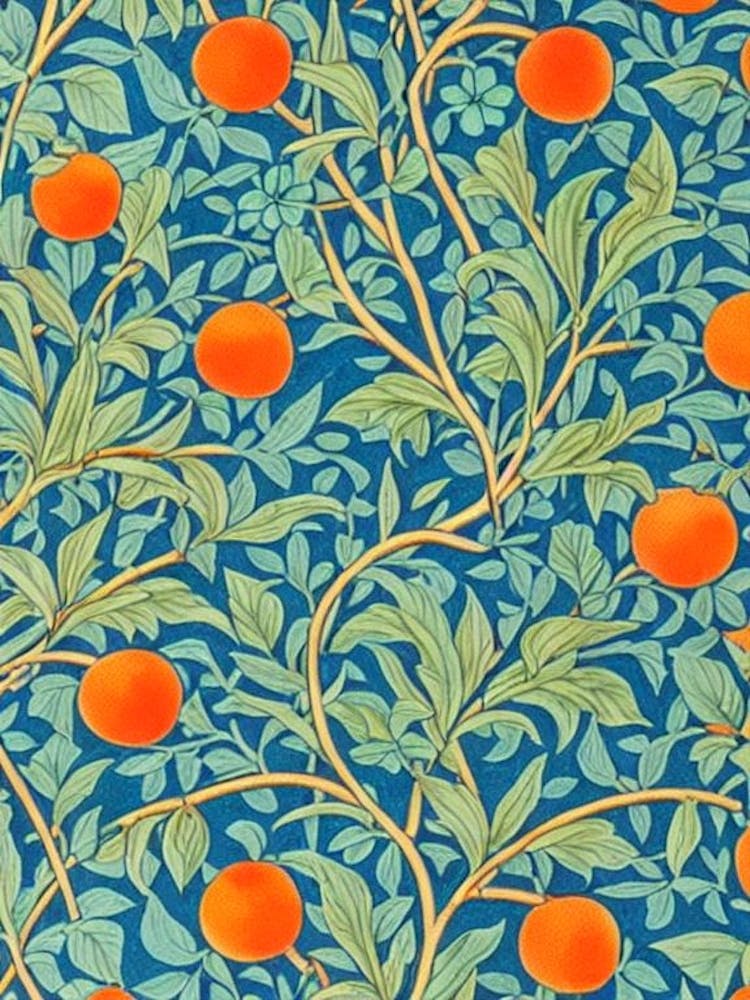 Orange 4 tree Vintage Botanical