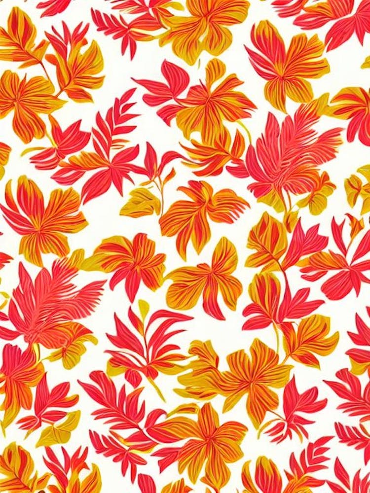 Heliconia Floral Print Retro Pattern 2 Flower