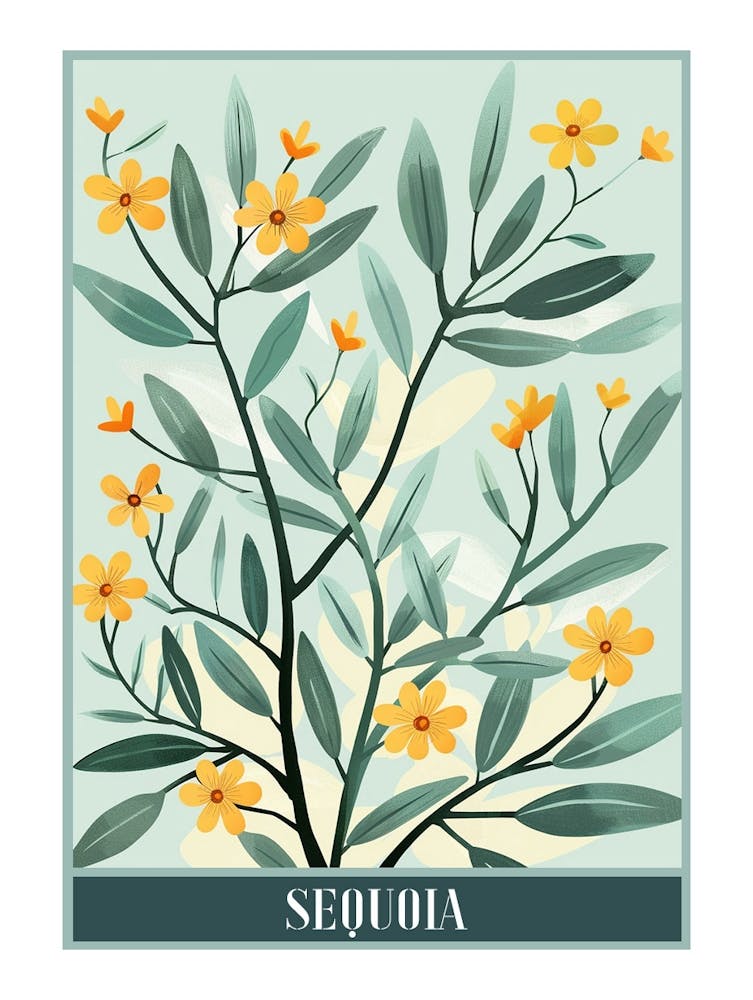 Sequoia Tree Flat Illustration 4 Poster