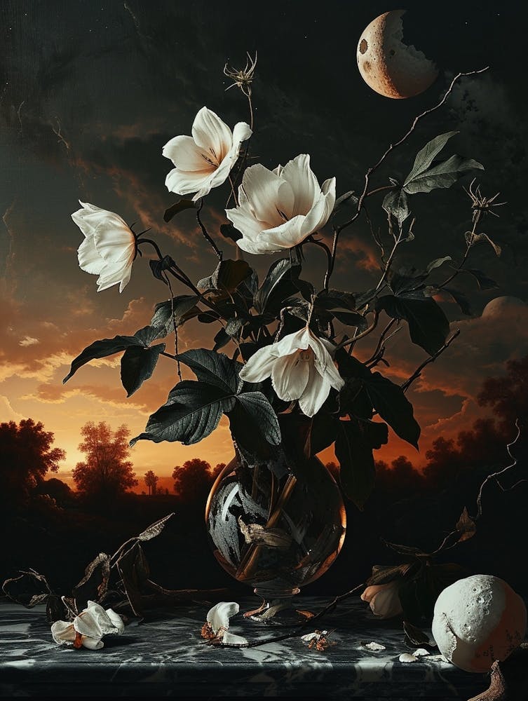 Baroque Floral Still Life Moonflower 3