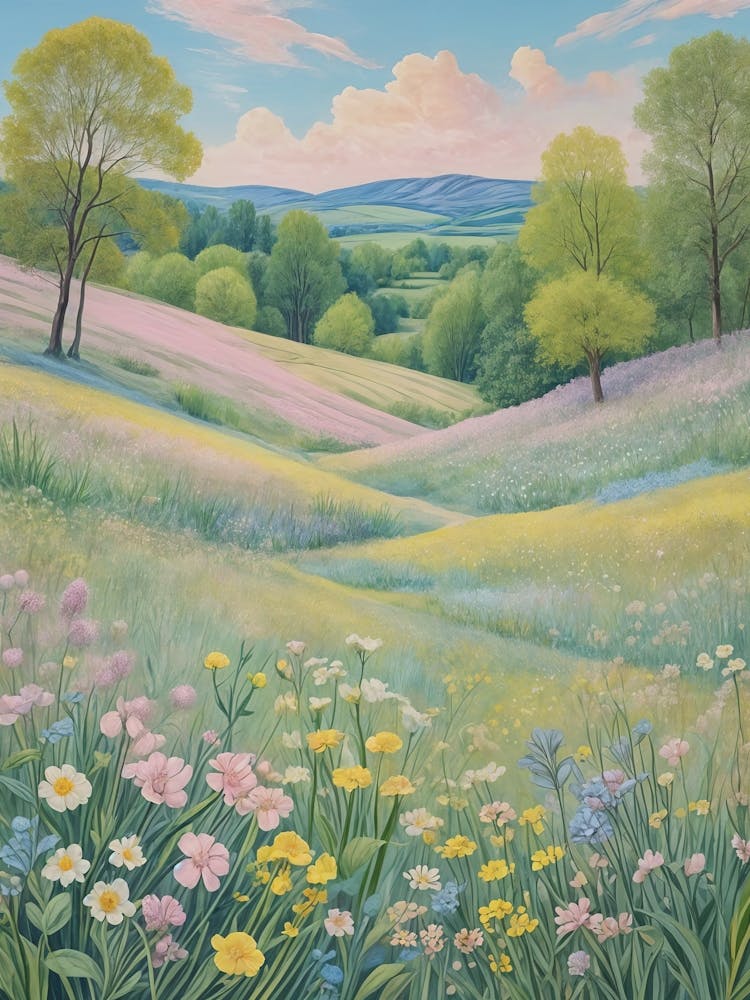 Meadow In Soft Pastel Hues