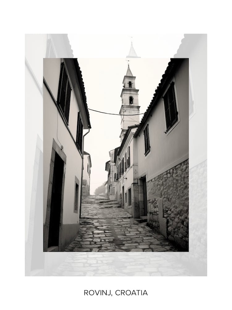 Poster von Rovinj, Kroatien, Altes Schwarz-Weiß-Foto 3