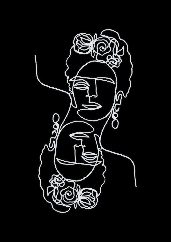 Frida Kahlo Double Black and White