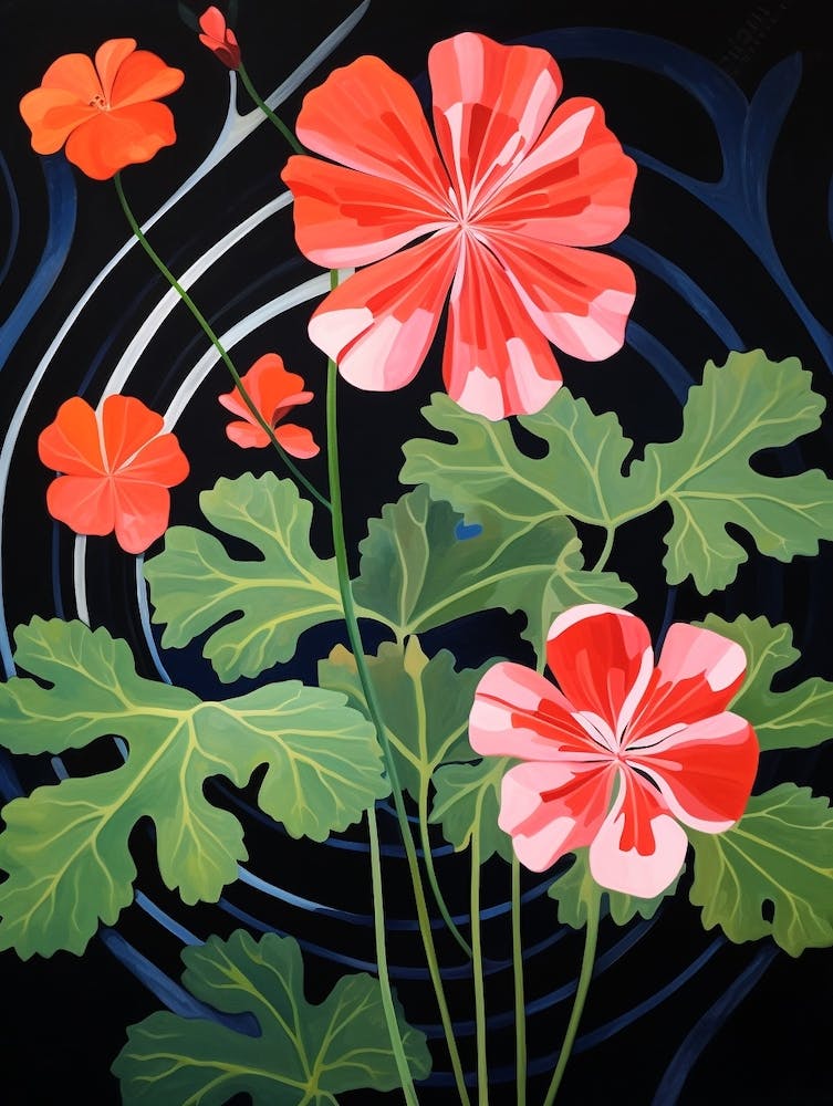 Geranium 4 Hilma Af Klint Inspired Flower Illustration