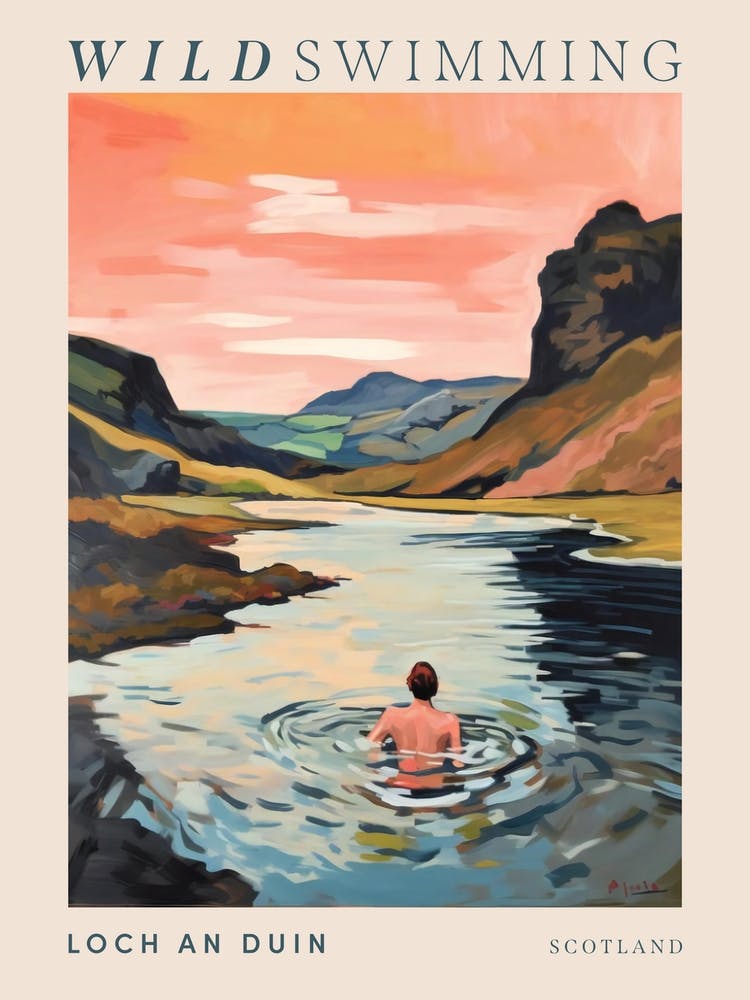 Wild Swimming At Loch An Duin Scotland 2 Poster