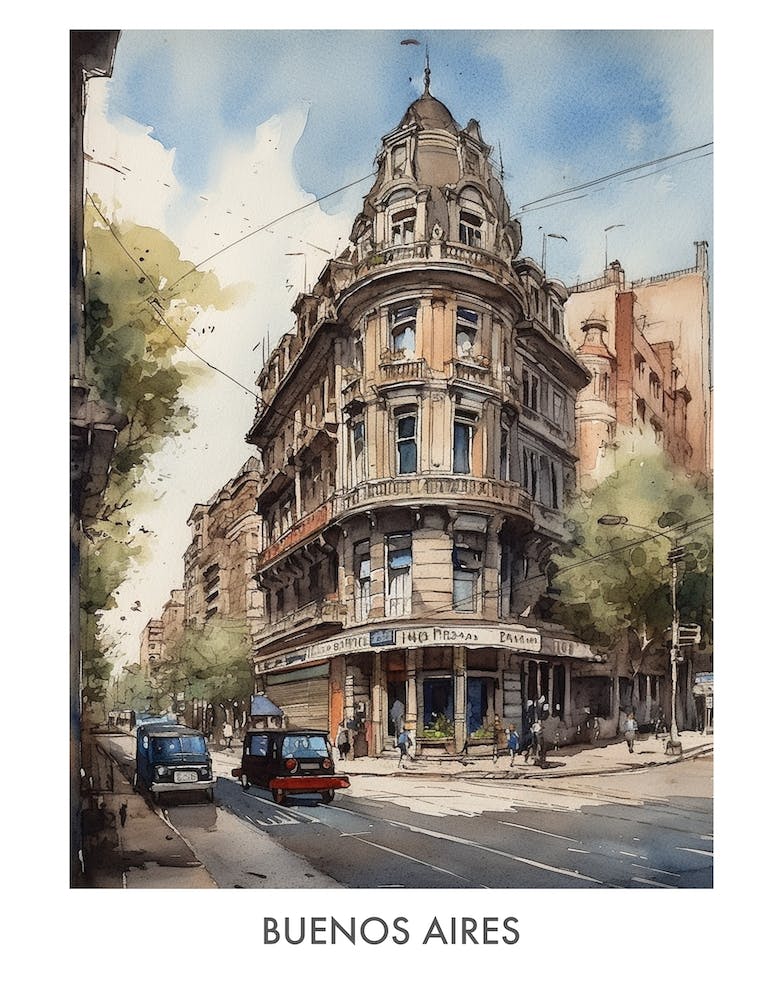 Buenos Aires Watercolor 3 Travel Poster