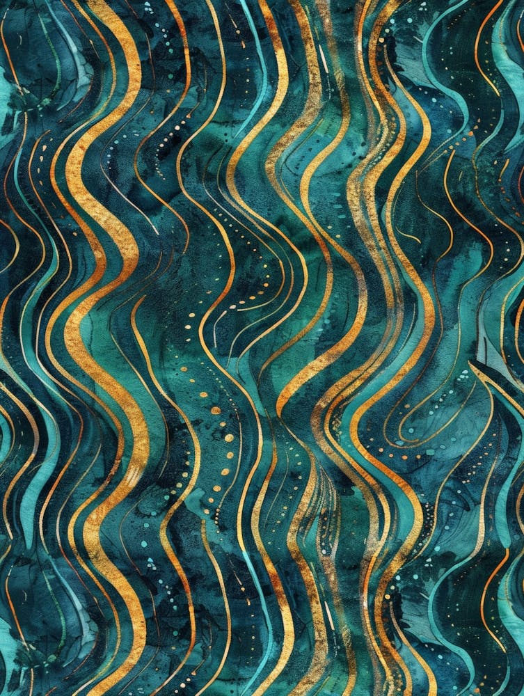 Gold And Teal Swirls