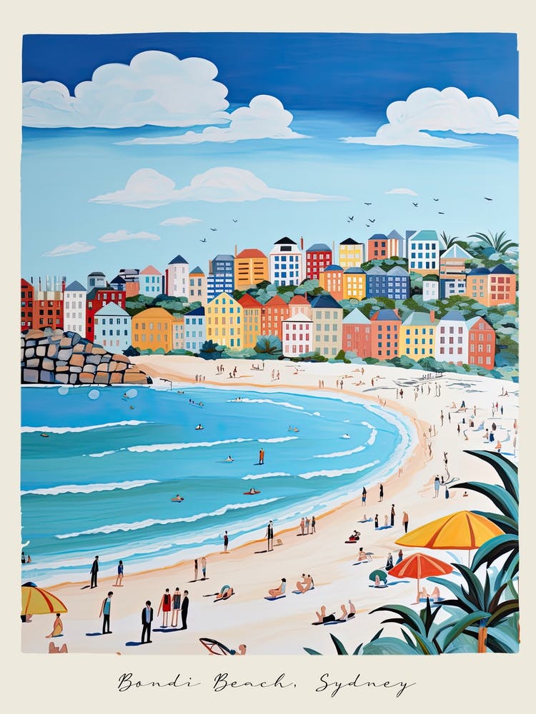 Poster Of Bondi Beach, Sydney, Australia, Matisse And Rousseau Style 2