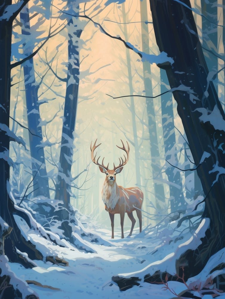 Winter Elk 2 Illustration
