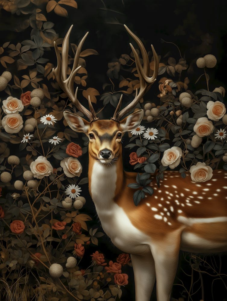 William Morris Country Deer Digital Download – Vintage Gothic Wall Art, Dark Academia & Cottagecore Decor, Woodland Animal Gift for Him