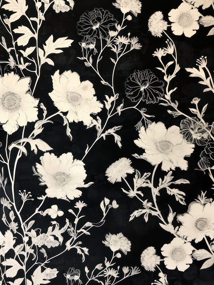 Great Japan Hokusai Monochrome Flowers 1315