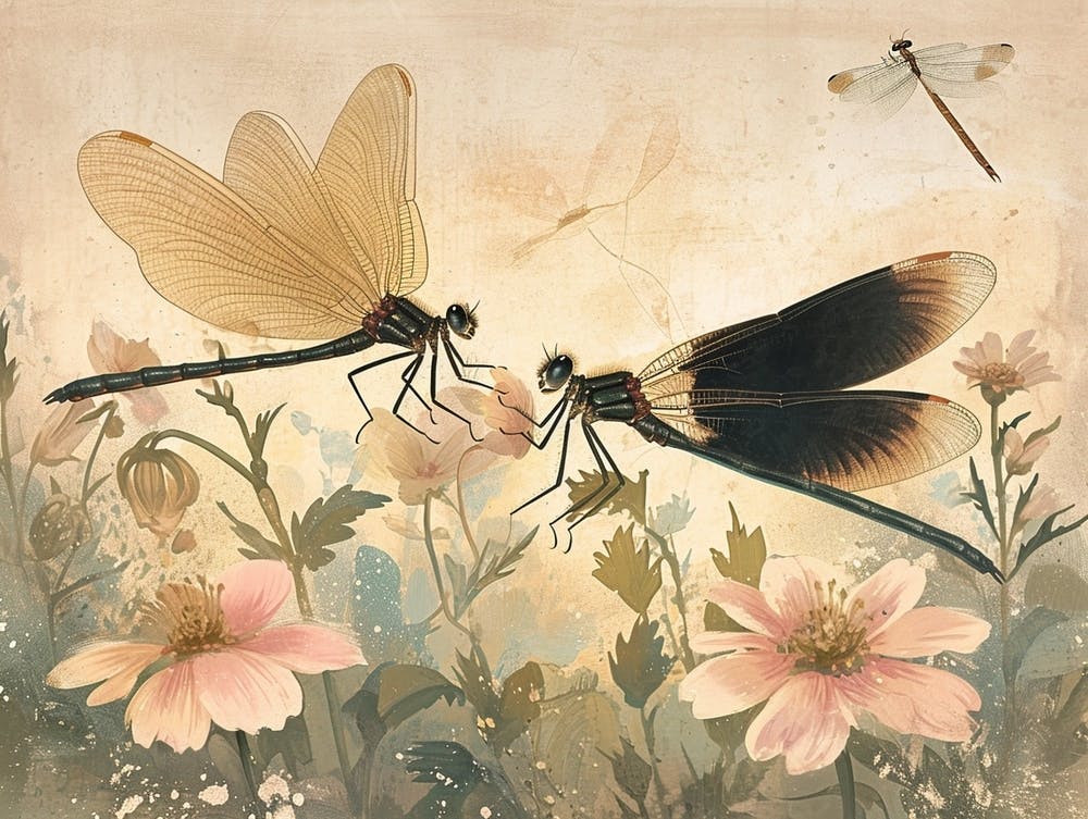 Floral Animal Illustration Dragonfly 1