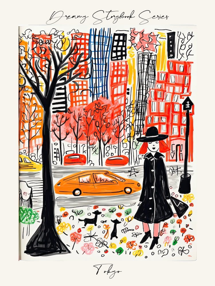 Poster Of Tokyo, Dreamy Storybook Illustration 4