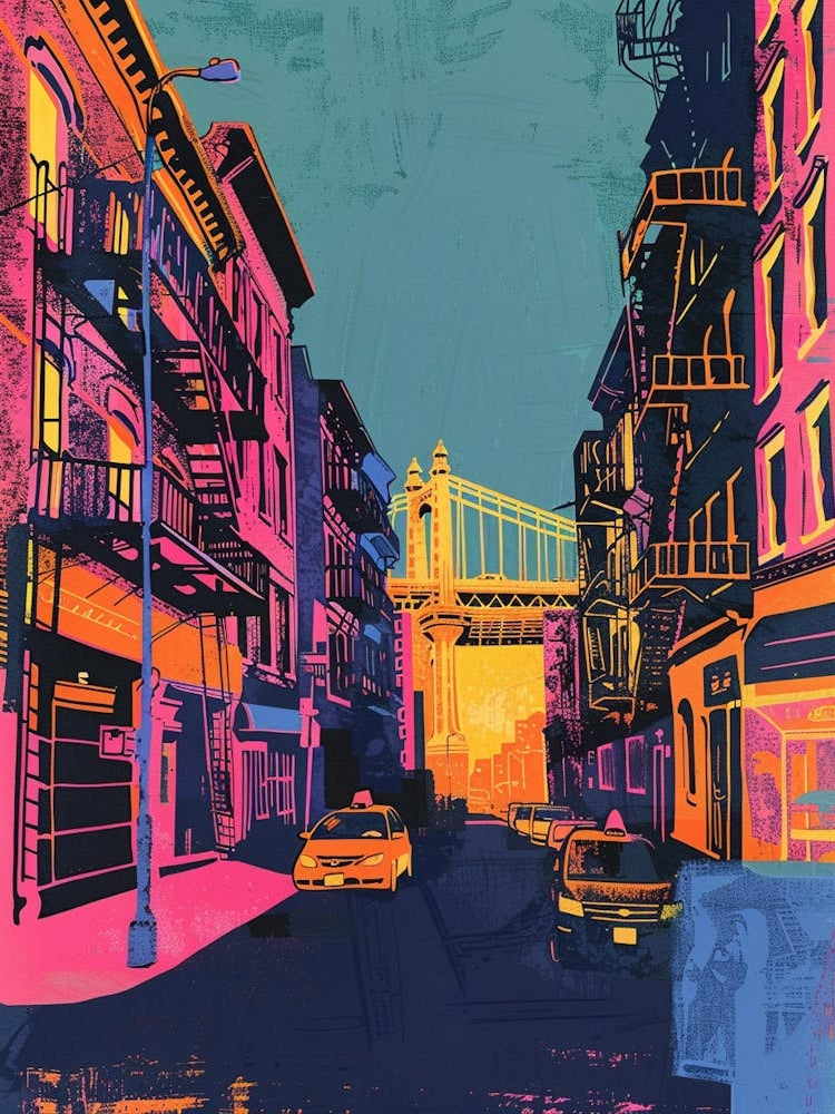 Astoria New York Colourful Silkscreen Illustration 3