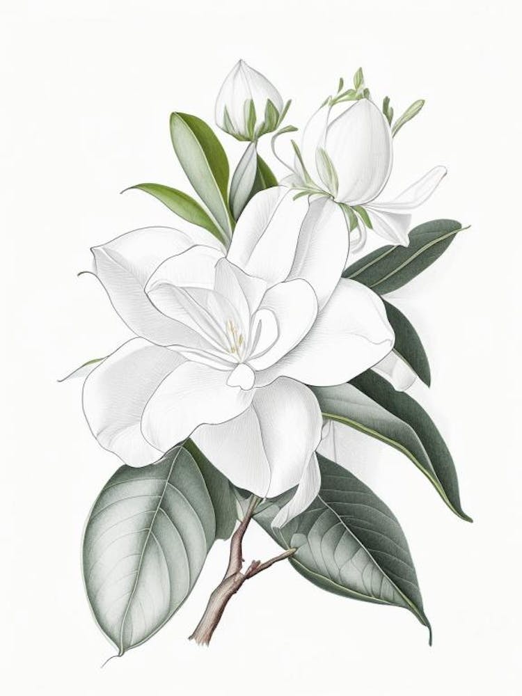 Gardenia Floral Quentin Blake Inspired Illustration 1 Flower