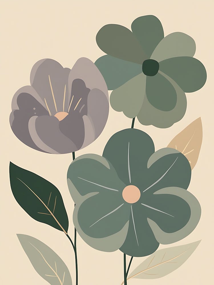 Flowers On A Beige Background 7