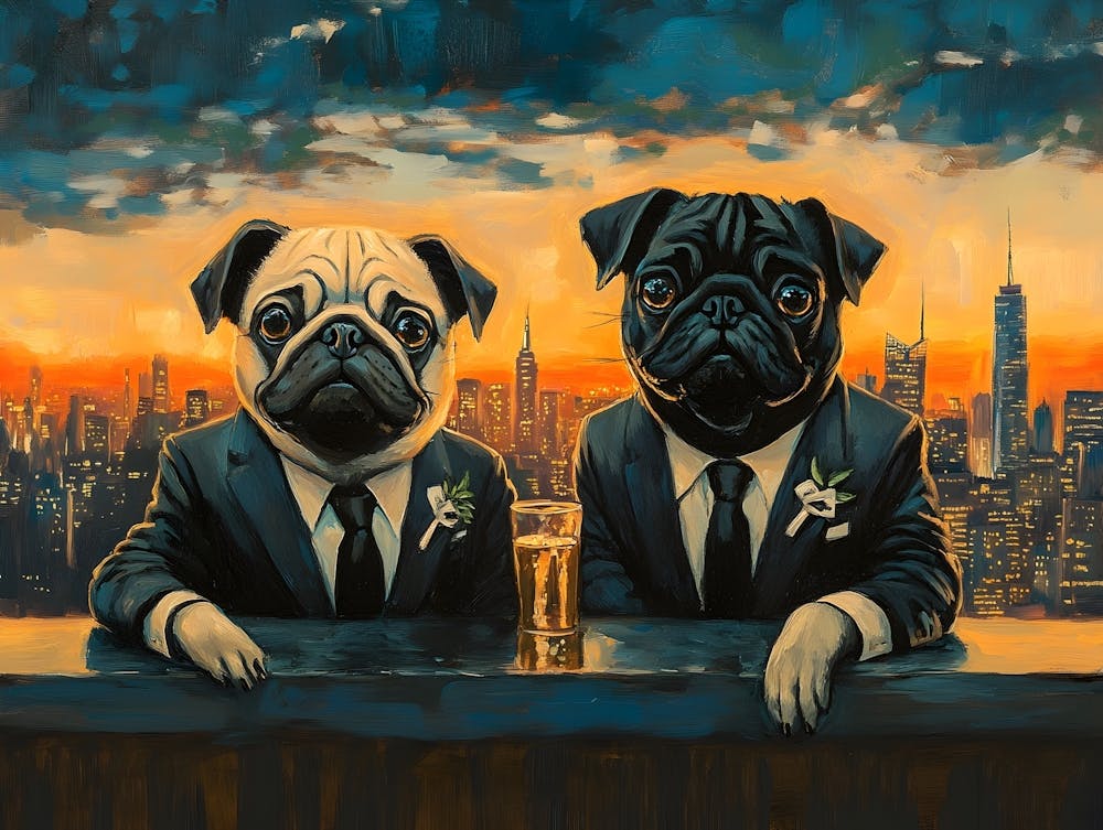 Gentleman Pugs At Nyc Rooftop Bar 3