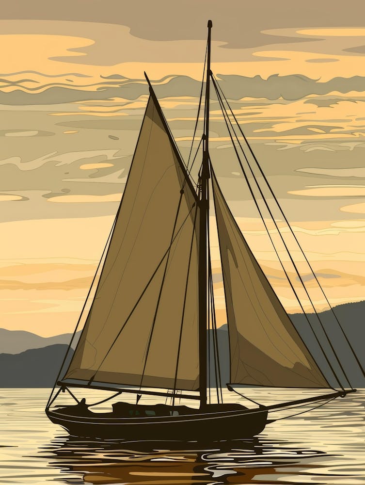 Sailboat At Sunset Vector