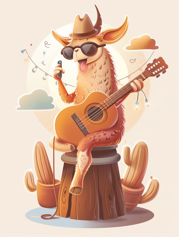 Llama With Guitar
