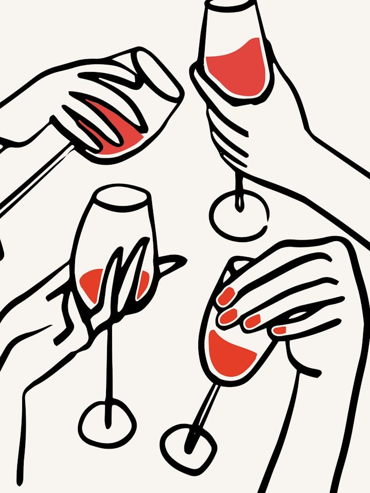 Wine Glass Art Red Print