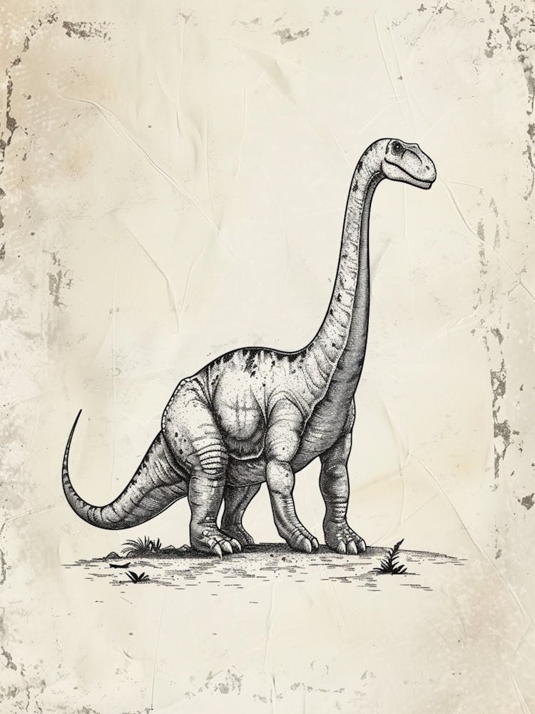 Camarasaurus Dinosaur Black Ink Illustration 1
