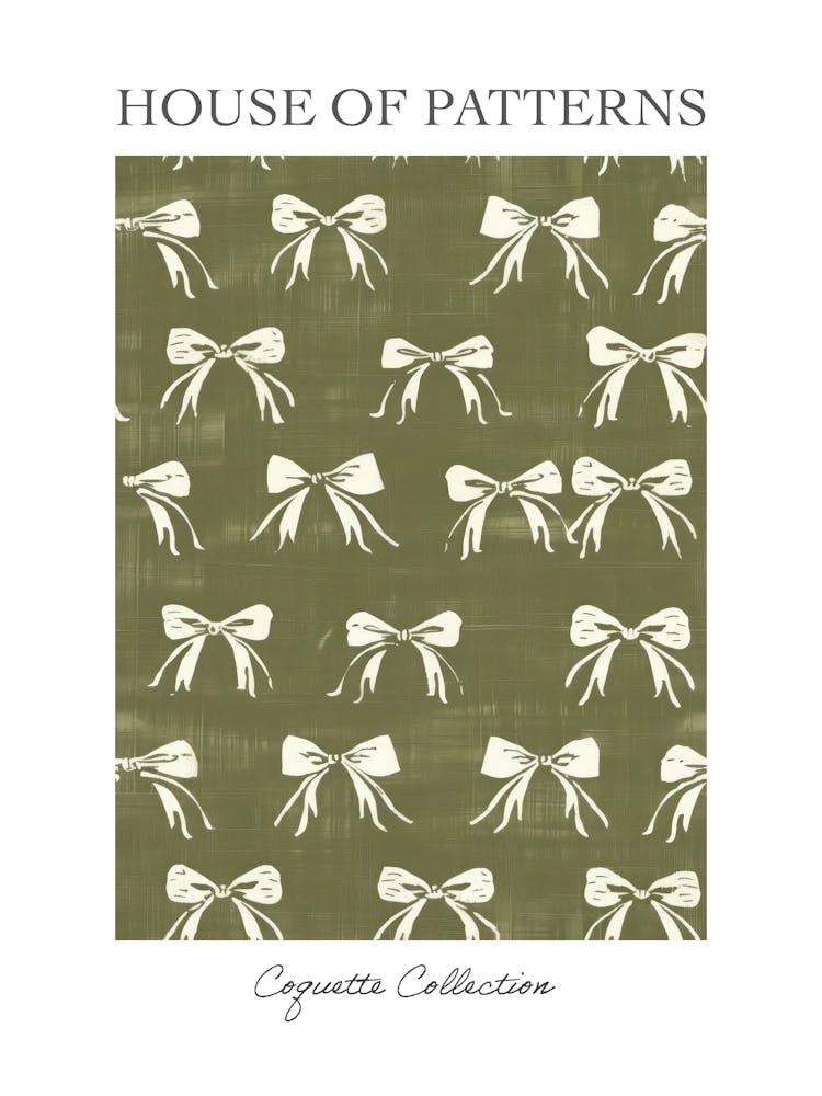 Green And White Bows 2 Pattern Poster