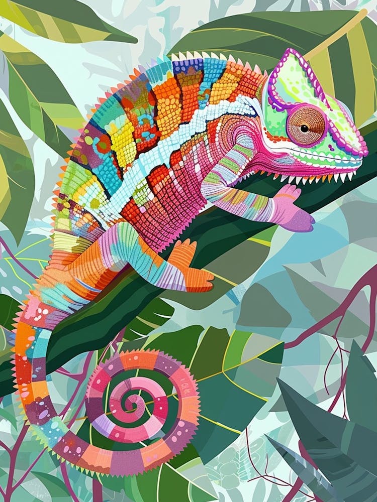Green Jackson S Chameleon Abstract Modern Illustration 1