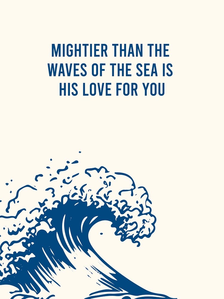 Wave Bible Verse Psalm 93:4 Printable Poster, Inspirational Wall Art Decor, Bible Quote Waves