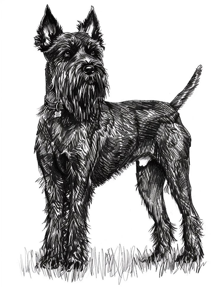Belgischer Laekenois Hund Linienzeichnung 4